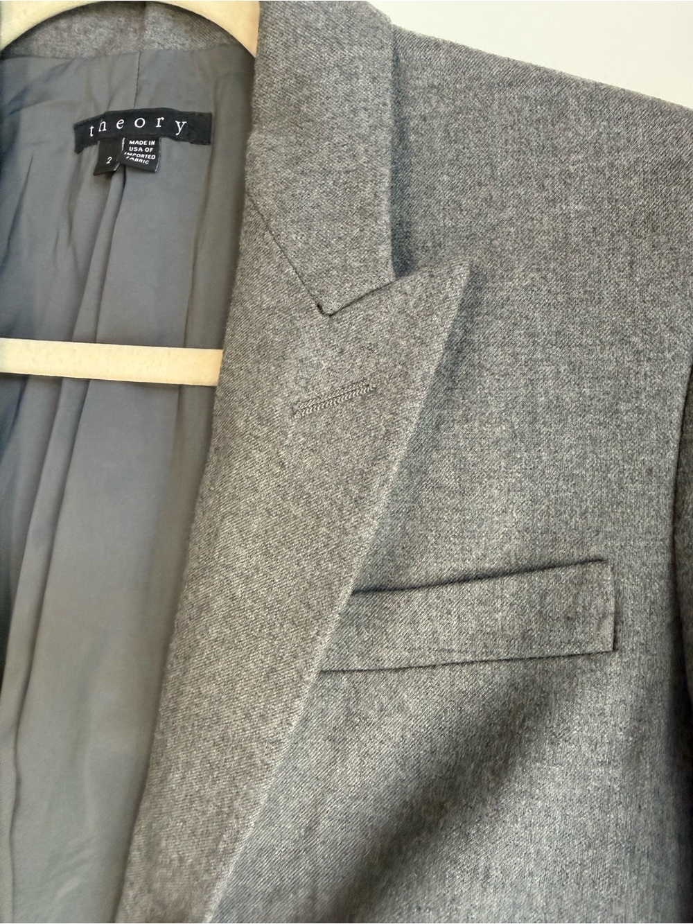 THEORY Dief Pure Flannel Wool Blazer Grey Size 2 - Picture 3 of 11